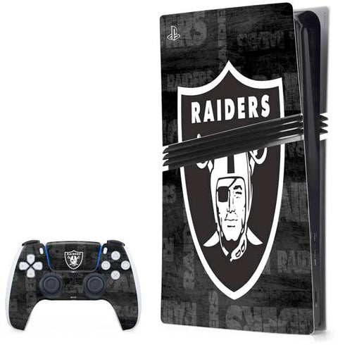 NFL Las Vegas Raiders Black & White PS5 Pro Bundle Skin